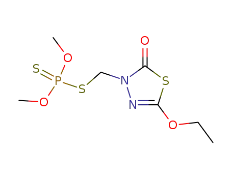 Molecular Structure of 2669-32-1 (3-(dimethoxyphosphinothioylsulfanylmethyl)-5-ethoxy-1,3,4-thiadiazol-2 -one)