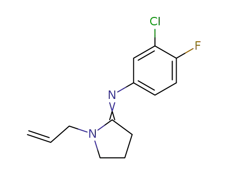Molecular Structure of 27034-05-5 (3-chloro-4-fluoro-N-[(2E)-1-(prop-2-en-1-yl)pyrrolidin-2-ylidene]aniline)
