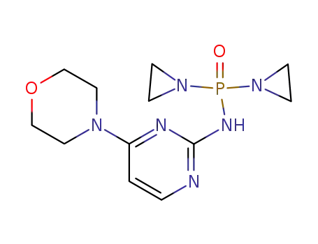 Molecular Structure of 3223-18-5 (P,P-bis(aziridin-1-yl)-N-[4-(morpholin-4-yl)pyrimidin-2-yl]phosphinic amide)
