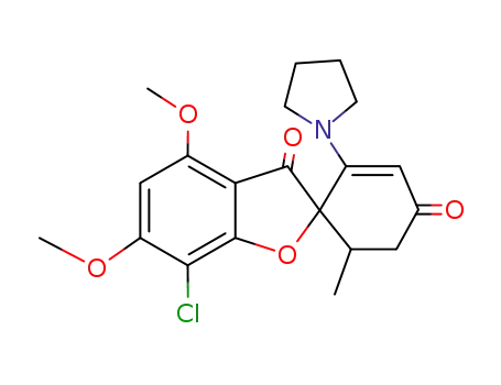 Molecular Structure of 26881-66-3 (7-Chloro-4,6-dimethoxy-6'-methyl-2'-(1-pyrrolidinyl)spiro[benzofuran-2(3H),1'-[2]cyclohexene]-3,4'-dione)