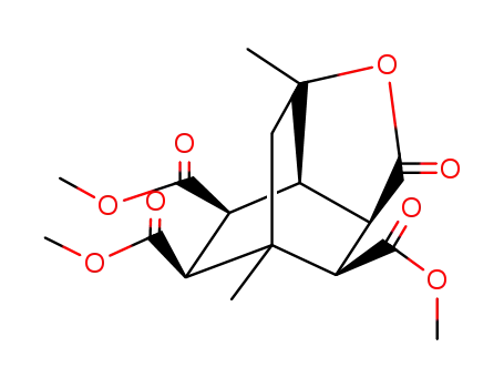 Molecular Structure of 32251-36-8 (Octahydro-6,7a-dimethyl-2-oxo-3,6-methanobenzofuran-4,5,8-tricarboxylic acid trimethyl ester)