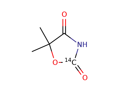 Molecular Structure of 2722-37-4 (DIMETHYLOXAZOLIDINE-2,4-DIONE-5, 5-[2-14C])