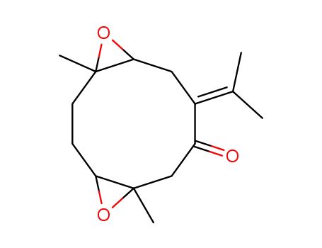 Molecular Structure of 32179-18-3 (1,10:4,5-Diepoxy-7(11)-germacren-8-one)