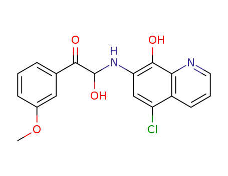 Molecular Structure of 26873-06-3 (2-[(5-chloro-8-hydroxyquinolin-7-yl)amino]-2-hydroxy-1-(3-methoxyphenyl)ethanone)