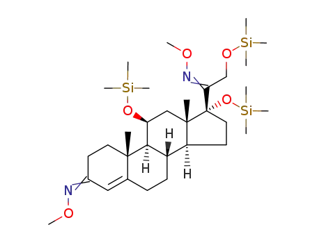 Molecular Structure of 32221-26-4 (Pregn-4-ene-3,20-dione, 11,17,21-tris[(trimethylsilyl)oxy]-, bis(O-met hyloxime), (11beta)-)