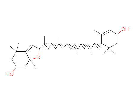 Molecular Structure of 27780-11-6 (.beta.,.epsilon.-Carotene-3,3-diol, 5,8-epoxy-5,8-dihydro-, (3S,3R,5R,6R,8S)-)