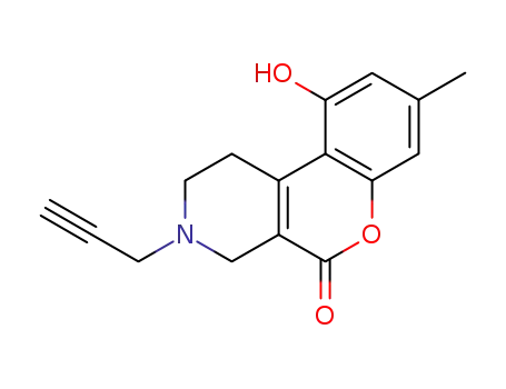 Molecular Structure of 27296-62-4 (1,2,3,4-Tetrahydro-10-hydroxy-8-methyl-3-(2-propynyl)-5H-[1]benzopyrano[3,4-c]pyridin-5-one)