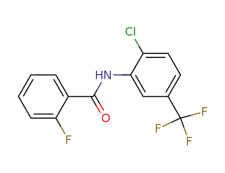 Molecular Structure of 2802-85-9 (N-[2-chloro-5-(trifluoromethyl)phenyl]-2-fluorobenzamide)