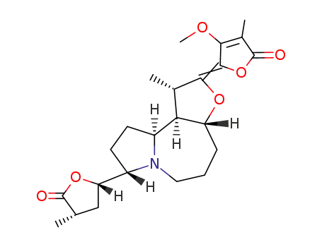 Molecular Structure of 27495-40-5 ((3S,5S)-5-[(1S,2Z,3aβ,10aα,10bα)-Decahydro-2-(2,5-dihydro-3-methoxy-4-methyl-5-oxofuran-2-ylidene)-1α-methyl-2H-furo[3,2-c]pyrrolo[1,2-a]azepin-8α-yl]-4,5-dihydro-3-methylfuran-2(3H)-one)