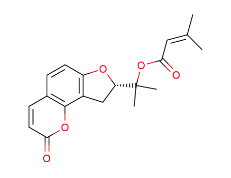 Molecular Structure of 27303-26-0 (2-[(8S)-2-oxo-8,9-dihydro-2H-furo[2,3-h]chromen-8-yl]propan-2-yl 3-methylbut-2-enoate)