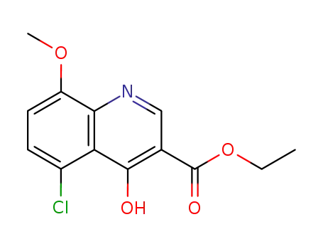 Molecular Structure of 27333-34-2 (5-Chloro-4-hydroxy-8-methoxyquinoline-3-carboxylic acid ethyl ester)