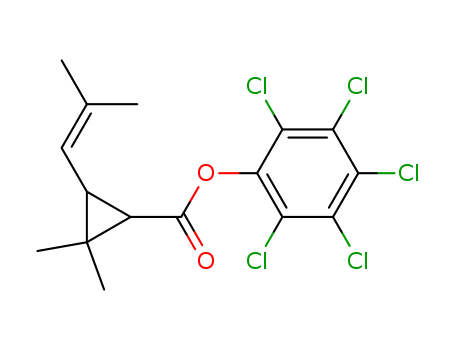 Cyclopropanecarboxylicacid, 2,2-dimethyl-3-(2-methyl-1-propen-1-yl)-, 2,3,4,5,6-pentachlorophenylester cas  2756-52-7