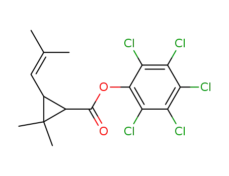 Molecular Structure of 2756-52-7 (pentachlorophenyl 2,2-dimethyl-3-(2-methylprop-1-en-1-yl)cyclopropanecarboxylate)