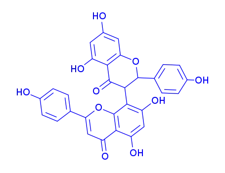 Molecular Structure of 27542-37-6 (8-[(2S,3R)-5,7-dihydroxy-2-(4-hydroxyphenyl)-4-oxo-chroman-3-yl]-5,7-dihydroxy-2-(4-hydroxyphenyl)chromen-4-one)