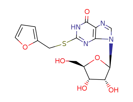 Molecular Structure of 32465-60-4 (2-[2-(Furan-2-ylmethylsulfanyl)-6-hydroxy-purin-9-yl]-5-hydroxymethyl-tetrahydro-furan-3,4-diol)