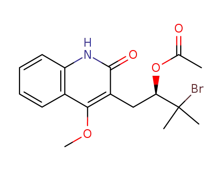 Molecular Structure of 316172-96-0 ((+)-(R)-4-methoxy-3-(2'-acetoxy-3'-bromo-3'-methylbutyl)quinolin-2(1H)-one)