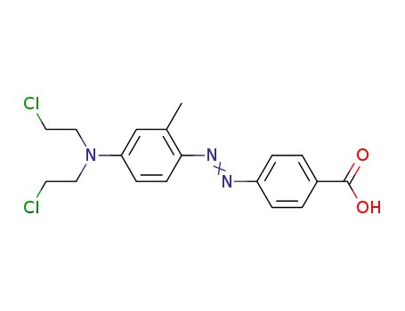 Molecular Structure of 28005-89-2 (4-[(E)-{4-[bis(2-chloroethyl)amino]-2-methylphenyl}diazenyl]benzoic acid)