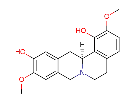 Molecular Structure of 27498-04-0 ((13aS)-5,8,13,13aα-Tetrahydro-2,11-dimethoxy-6H-dibenzo[a,g]quinolizine-1,10-diol)