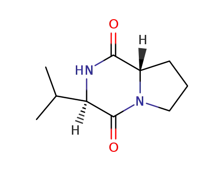 Molecular Structure of 27483-18-7 ((3R,8aS)-Octahydro-3-(1-methylethyl)pyrrolo[1,2-a]pyrazine-1,4-dione)