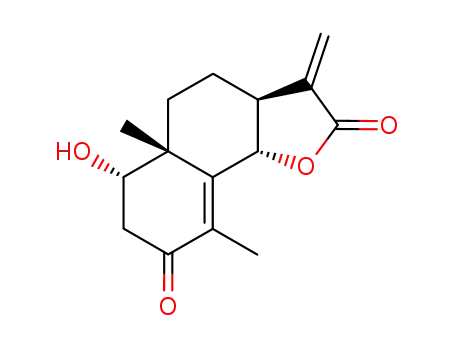 Molecular Structure of 64929-15-3 ((3aS)-3aβ,5,5a,6,7,9bα-Hexahydro-6α-hydroxy-5aα,9-dimethyl-3-methylenenaphtho[1,2-b]furan-2,8(3H,4H)-dione)