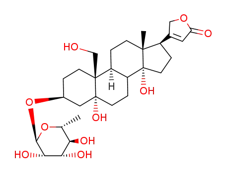 Molecular Structure of 4336-97-4 (3β-[(6-Deoxy-β-D-allopyranosyl)oxy]-5,14,19-trihydroxy-5β-card-20(22)-enolide)