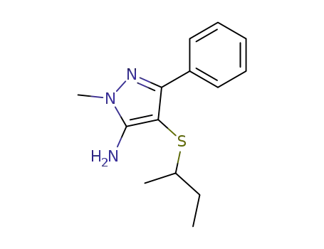 Molecular Structure of 32527-99-4 (1-Methyl-3-phenyl-4-(1'-methyl)propylthio-5-aminopyrazole)