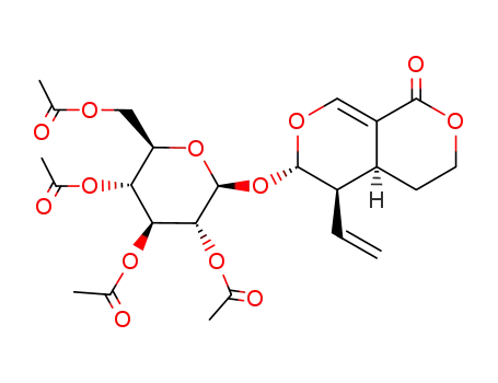 Molecular Structure of 14312-74-4 (1H,3H-Pyrano[3,4-c]pyran-1-one,5-ethenyl-4,4a,5,6-tetrahydro-6-[(2,3,4,6-tetra-O-acetyl-b-D-glucopyranosyl)oxy]-,(4aS,5R,6S)- (9CI))