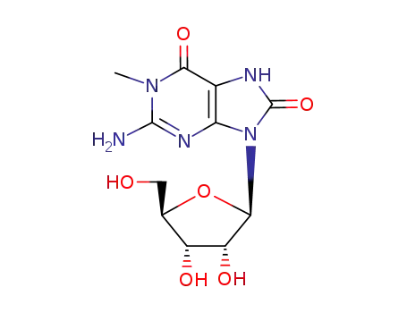 Molecular Structure of 27964-07-4 (2-amino-1-methyl-9-pentofuranosyl-7,9-dihydro-1H-purine-6,8-dione)