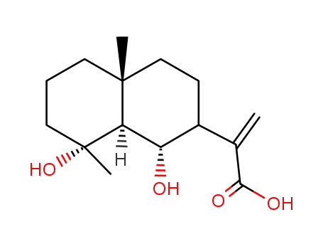 Molecular Structure of 27652-24-0 ((1S,8aβ)-Decahydro-1β,8β-dihydroxy-4aα,8-dimethyl-α-methylene-2α-naphthaleneacetic acid)