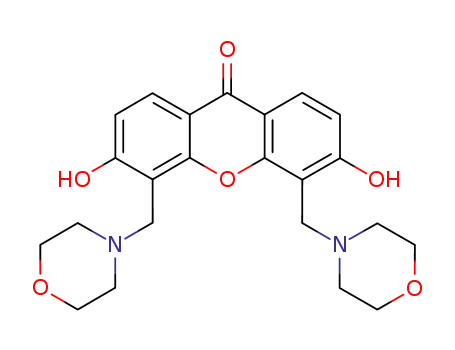 Molecular Structure of 27500-78-3 (4,5-Bis(morpholinomethyl)-3,6-dihydroxy-9H-xanthen-9-one)