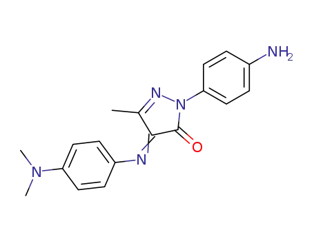 Molecular Structure of 27808-00-0 (2-Pyrazolin-5-one, 1-(p-aminophenyl)-4-[[p-(dimethylamino)phenyl]imino ]-3-methyl-)