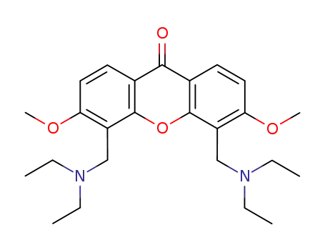 Molecular Structure of 27526-48-3 (4,5-Bis[(diethylamino)methyl]-3,6-dimethoxy-9H-xanthen-9-one)