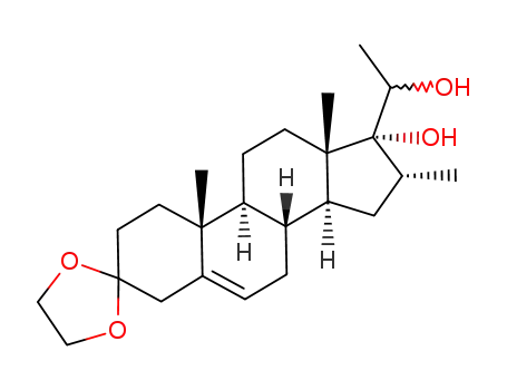 Molecular Structure of 115040-40-9 (3,3-ethylenedioxy-16α-methylpregn-5-ene-17α,20ξ-diol)