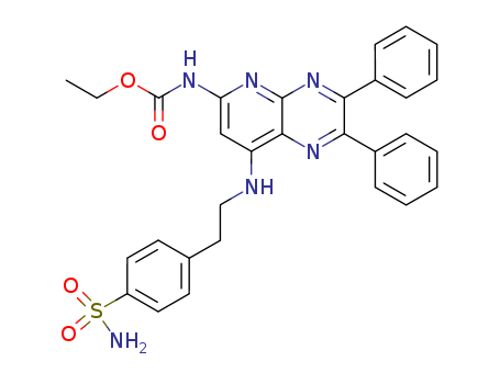 Pyrido[2,3-b]pyrazine-6-carbamicacid, 2,3-diphenyl-8-[(p-sulfamoylphenethyl)amino]-, ethyl ester (8CI) cas  21271-95-4