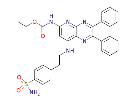 Molecular Structure of 21271-95-4 (ethyl (2,3-diphenyl-8-{[2-(4-sulfamoylphenyl)ethyl]amino}pyrido[2,3-b]pyrazin-6-yl)carbamate)