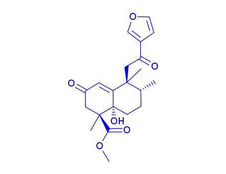 Molecular Structure of 28487-86-7 (5-[2-(3-Furyl)-2-oxoethyl]-1,2,3,5,6,7,8,8a-octahydro-8a-hydroxy-1,5,6-trimethyl-3-oxo-1-naphthalenecarboxylic acid methyl ester)