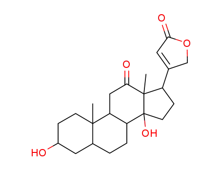 Molecular Structure of 2842-85-5 (3β,14-Dihydroxy-12-oxo-5β-card-20(22)-enolide)