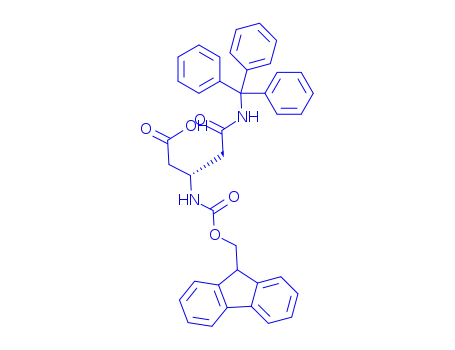 Molecular Structure of 283160-20-3 ((3S)-3-(9H-Fluoren-9-ylmethoxycarbonylamino)-5-oxo-5-[tri(phenyl)methylamino]pentanoic acid)