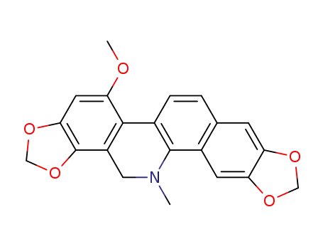 Molecular Structure of 28342-26-9 (5-methoxy-13-methyl-13,14-dihydro[1,3]benzodioxolo[5,6-c][1,3]dioxolo[4,5-i]phenanthridine)