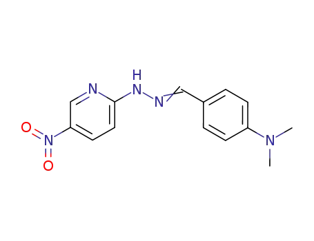 Molecular Structure of 28129-69-3 (N,N-dimethyl-4-{[2-(5-nitropyridin-2-yl)hydrazinylidene]methyl}aniline)