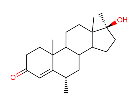 Molecular Structure of 2827-25-0 ((6S,8R,9S,10R,13S,14S,17S)-17-hydroxy-6,10,13,17-tetramethyl-2,6,7,8,9 ,11,12,14,15,16-decahydro-1H-cyclopenta[a]phenanthren-3-one)