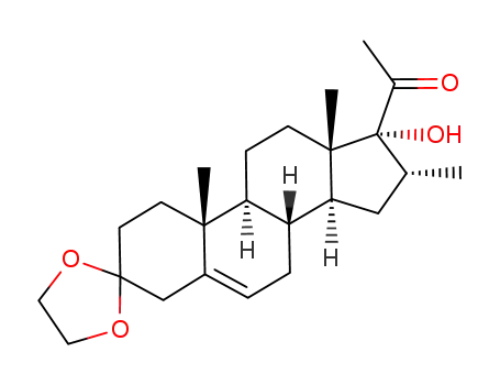 Molecular Structure of 115040-41-0 (3,3-ethylenedioxy-17α-hydroxy-16α-methylpregn-5-en-20-one)