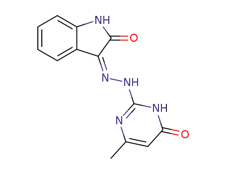 Molecular Structure of 21231-43-6 (3-[2-(4-Hydroxy-6-methyl-2-pyrimidinyl)hydrazono]-1H-indole-2(3H)-one)