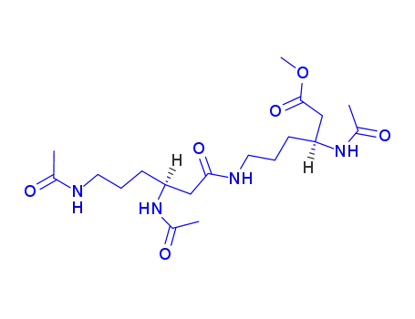 Molecular Structure of 33861-49-3 ((S)-3-(Acetylamino)-6-[[(S)-3,6-bis(acetylamino)-1-oxohexyl]amino]hexanoic acid methyl ester)