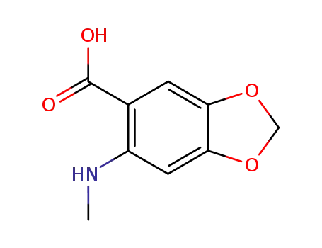 Molecular Structure of 73043-79-5 (6-methylamino-benzo[1,3]dioxole-5-carboxylic acid)