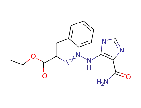 Molecular Structure of 3413-79-4 (ethyl 2-[3-(5-carbamoyl-4H-imidazol-4-ylidene)triazanyl]-3-phenylpropanoate)