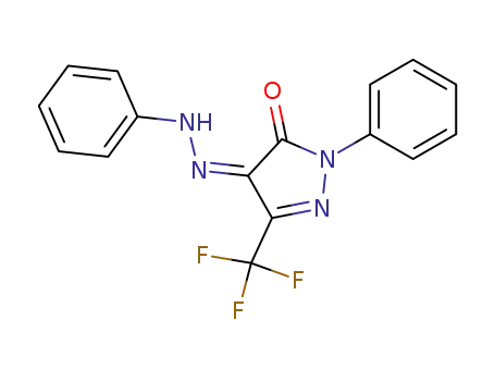 Molecular Structure of 343-58-8 ((Z)-1-PHENYL-4-(2-PHENYLHYDRAZONO)-3-(TRIFLUOROMETHYL)-1H-PYRAZOL-5(4H)-ONE)