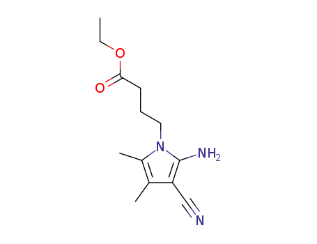Molecular Structure of 107209-02-9 (4-(2-Amino-3-cyano-4,5-dimethyl-pyrrol-1-yl)-butyric acid ethyl ester)