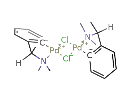 Molecular Structure of 34424-15-2 ((+)-DI-MU-CHLOROBIS(2-(1-(DIMETHYLAMINO)-ETHYL)PHENYL-C,N)DIPALLADIUM, 98)