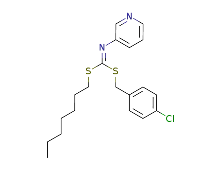 Molecular Structure of 34763-28-5 ((4-Chlorophenyl)methyl heptyl-3-pyridinylcarbonimidodithioate)